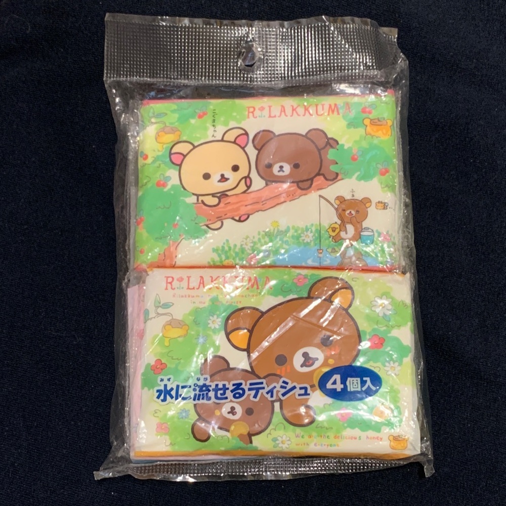 Rilakkuma Pocket Tissues 4 Packs from Japan NWT